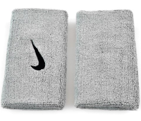 Frotka na rękę szeroka Nike Swoosh Doublewide szara 2szt NN05078 Nike