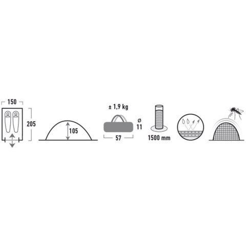 Namiot High Peak Monodome 2 niebiesko-szary 10159 High Peak