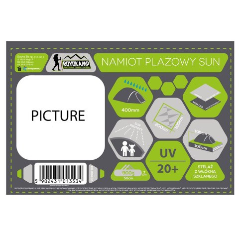 Namiot plażowy Sun 200x100x105 błękitno-niebieski Royokamp 1013534 Royokamp