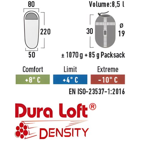 Śpiwór High Peak Pak 1000 Eco 220x80x50 cm zielono-czerwony 23251 High Peak