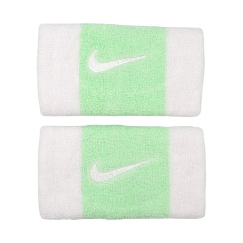 Frotki na nadgarstek Nike Swoosh Doublewide Wristbands 2 szt. biało-zielone N0001586117OS Nike