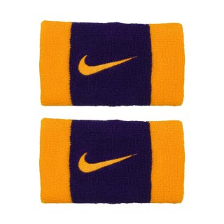 Frotki na nadgarstki Nike Swoosh Doublewide Wristbands fioletowo-żółte N0001586730 Nike