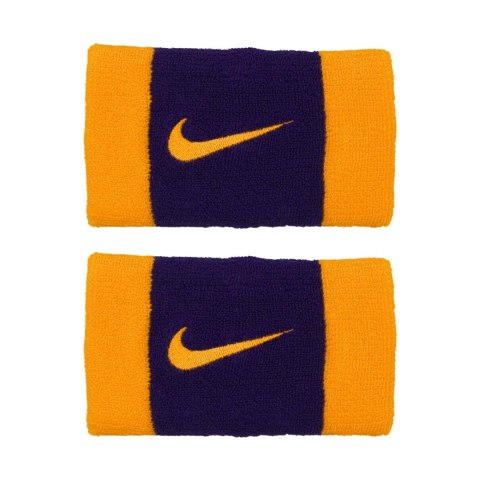 Frotki na nadgarstki Nike Swoosh Doublewide Wristbands fioletowo-żółte N0001586730 Nike