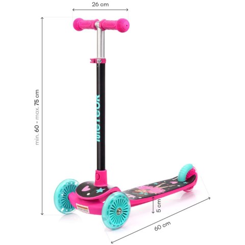 Hulajnoga Meteor trójkołowa Funny różowa 17748 Meteor