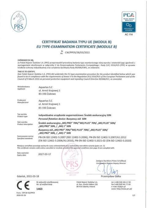 Kamizelka Aquarius Asekuracyjna MQ Pro ciemnoniebieska AQUARIUS