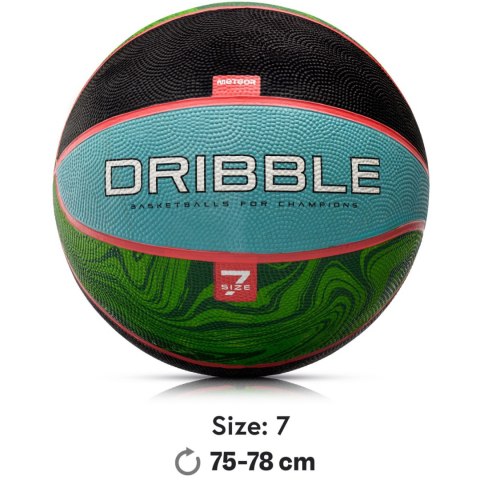 Piłka koszykowa Meteor Dribble niebiesko-zielono-czarna 07093 Meteor