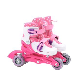 Zestaw łyżworolki Combo Monster,kask,kpl ochraniaczy,plecak Smj 30-33 różowy Smj