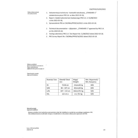 Kamizelka Aquarius Asekuracyjna Standard AQUARIUS