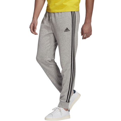 Spodnie męskie adidas Essentials Tapered Cuff 3 Stripes szare GK8889 Adidas
