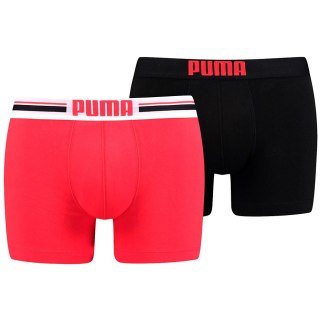 Bokserki męskie Puma Placed Logo Boxer 2P czerwone, czarne 906519 07 Puma