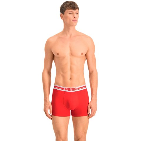 Bokserki męskie Puma Placed Logo Boxer 2P czerwone, czarne 906519 07 Puma