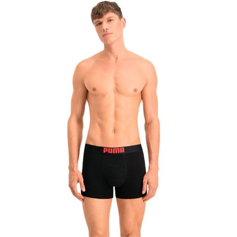 Bokserki męskie Puma Placed Logo Boxer 2P czerwone, czarne 906519 07 Puma