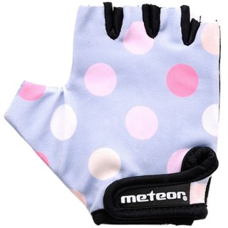 Rękawiczki rowerowe dla dzieci Meteor szare w kropki 23371-23373-23372 Meteor