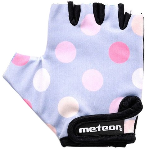 Rękawiczki rowerowe dla dzieci Meteor szare w kropki 23371-23373-23372 Meteor