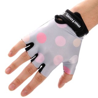 Rękawiczki rowerowe dla dzieci Meteor szare w kropki 23371-23373-23372 Meteor