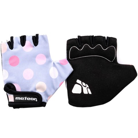 Rękawiczki rowerowe dla dzieci Meteor szare w kropki 23371-23373-23372 Meteor