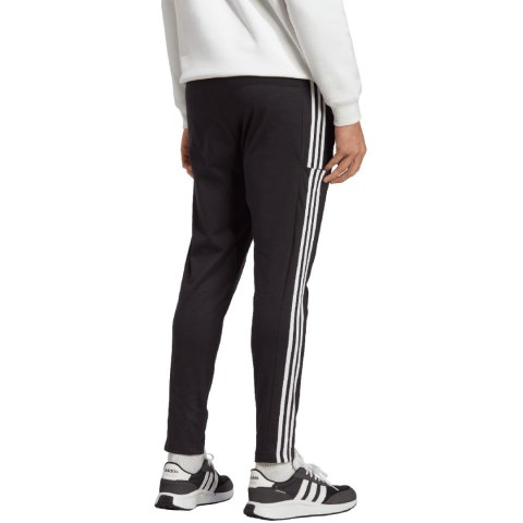Spodnie męskie adidas Essentials Single Jersey Tapered Open Hem 3-Stripes czarne IC0044 Adidas