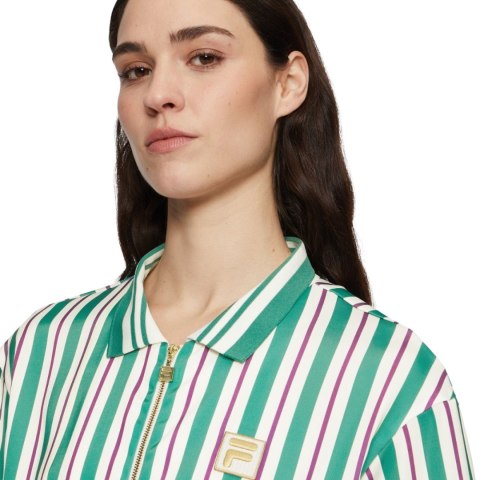 Koszulka damska polo Fila Lassance zielono-kremowa FAW0996 13382 Fila