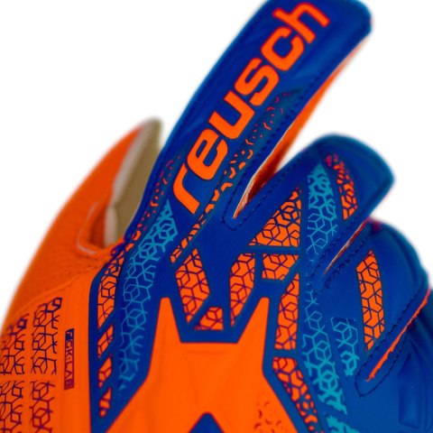 Rękawice bramkarskie Reusch Attrakt Solid Junior pomarańczowo-niebieskie 5572515 2290 Reusch