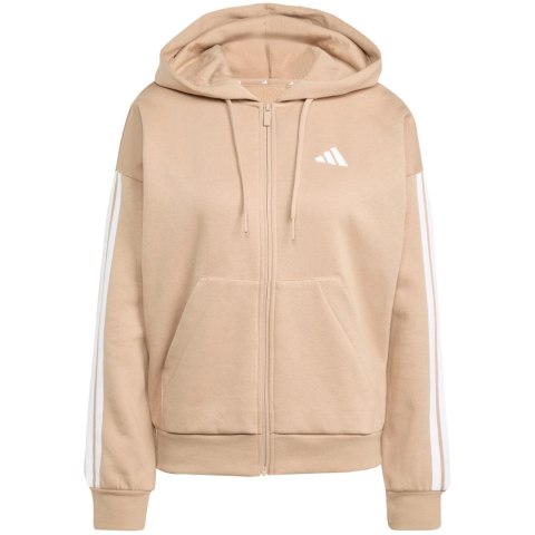 Bluza damska adidas Essentials 3-Stripes Full-Zip Fleece Hoodie beżowa JX7706 Adidas