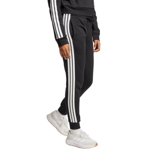 Spodnie damskie adidas Essentials 3-Stripes Fleece Slim czarno-białe JX2543 Adidas