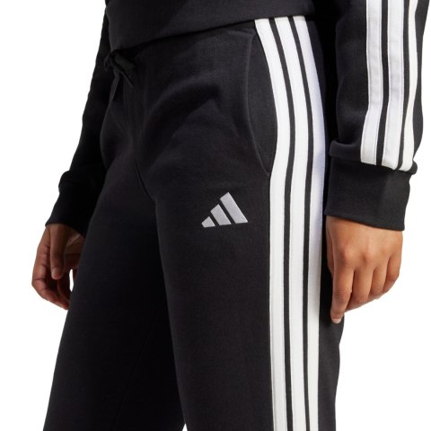Spodnie damskie adidas Essentials 3-Stripes Fleece Slim czarno-białe JX2543 Adidas