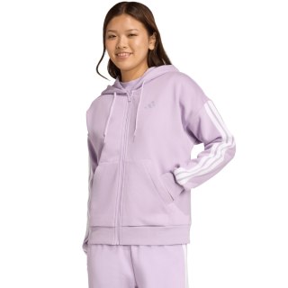 Bluza damska adidas Essentials 3-Stripes Full-Zip Fleece Hoodie fioletowa JY3080 Adidas