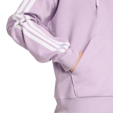 Bluza damska adidas Essentials 3-Stripes Full-Zip Fleece Hoodie fioletowa JY3080 Adidas