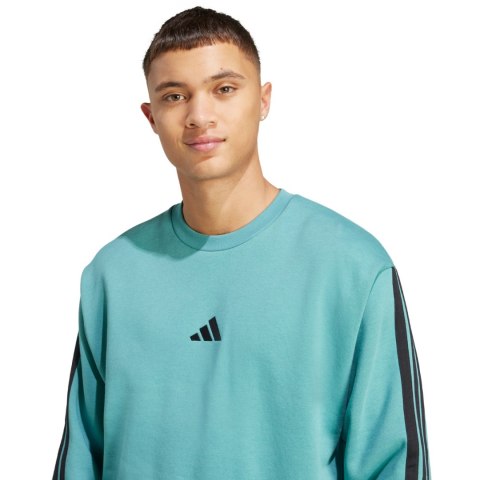 Bluza męska adidas Essentials 3-Stripes Fleece turkusowa JX0701 Adidas