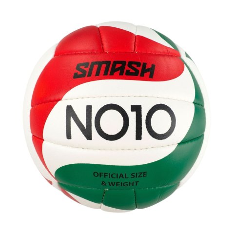 Piłka siatkowa NO10 Smash biało-zielono-czerwona NO10