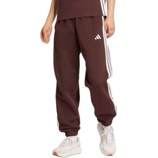 Spodnie damskie adidas Essentials 3-Stripes Fleece Loose-Fit brązowe JY3069 Adidas