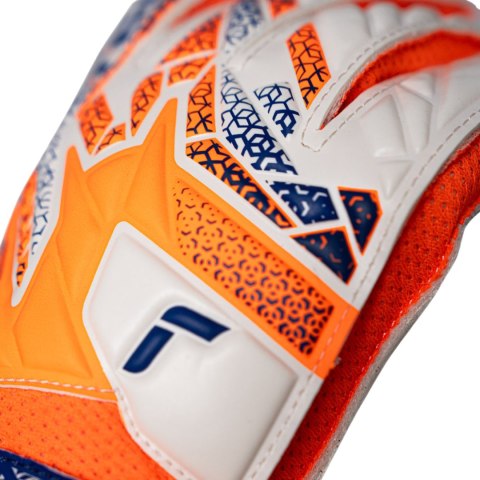 Rękawice bramkarskie Reusch Attrakt Solid Junior biało-pomarańczowo-niebieskie 5572516 2500 Reusch