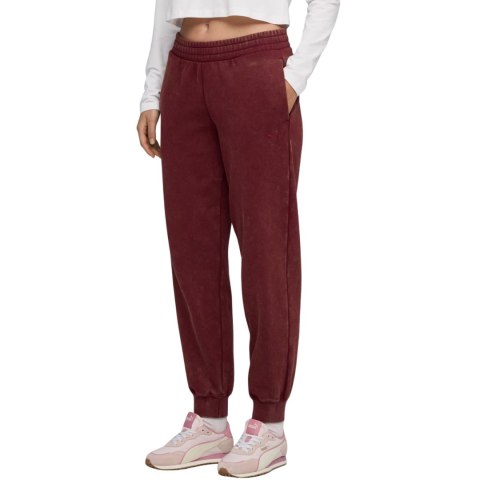 Spodnie damskie Puma ESS Elevated Comfort Wash Sweatpants bordowe 688104 96 Puma