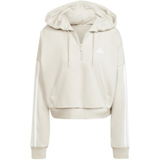 Bluza damska adidas Essentials 3-Stripes French Terry Quarter-Zip Hoodie beżowa JN1958 Adidas
