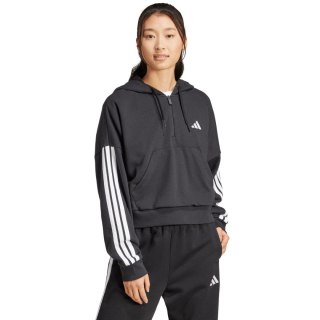 Bluza damska adidas Essentials 3-Stripes French Terry Quarter-Zip Hoodie czarna JN1956 Adidas