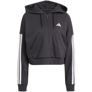 Bluza damska adidas Essentials 3-Stripes French Terry Quarter-Zip Hoodie czarna JN1956 Adidas