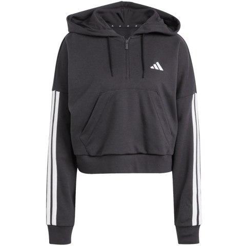 Bluza damska adidas Essentials 3-Stripes French Terry Quarter-Zip Hoodie czarna JN1956 Adidas
