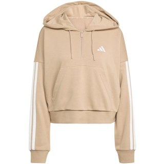 Bluza damska Essentials 3-Stripes French Terry Hoodie Quarter Zip beżowa JX7676 Adidas