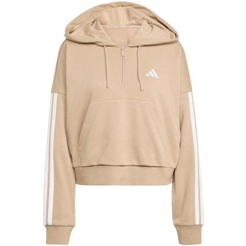 Bluza damska Essentials 3-Stripes French Terry Hoodie Quarter Zip beżowa JX7676 Adidas