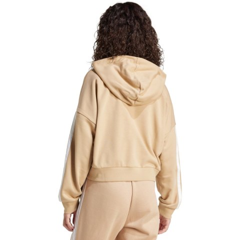 Bluza damska Essentials 3-Stripes French Terry Hoodie Quarter Zip beżowa JX7676 Adidas
