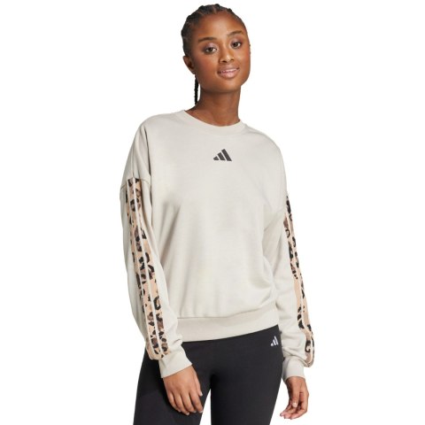Bluza damska adidas Animal Print 3-Stripes French Terry Sweatshirt kremowa JM1836 Adidas