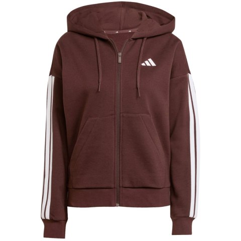 Bluza damska adidas Essentials 3-Stripes Full-Zip Fleece Hoodie brązowa JY3082 Adidas