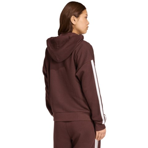 Bluza damska adidas Essentials 3-Stripes Full-Zip Fleece Hoodie brązowa JY3082 Adidas