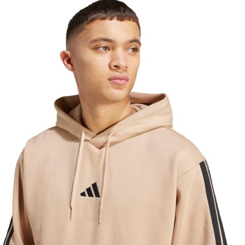 Bluza męska adidas Essentials 3-Stripes Fleece Hoodie beżowa JX0695 Adidas