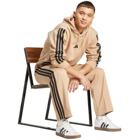 Bluza męska adidas Essentials 3-Stripes Fleece Hoodie beżowa JX0695 Adidas